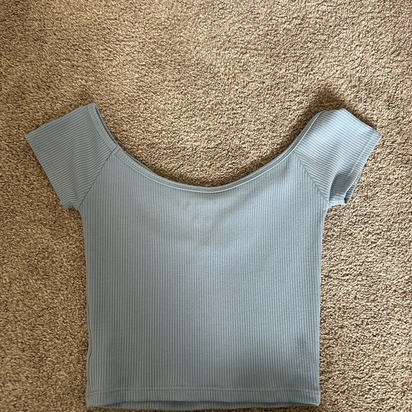 Women's Blue Ribbed Top - Picture 2 of 2